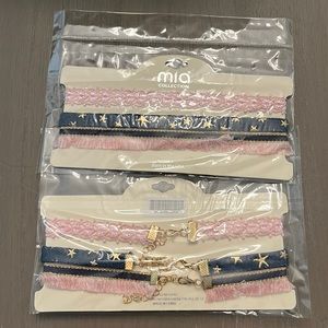(2) Three Piece Choker Set - Lace Gold Star Soft 90s Y2k Adorable NEW